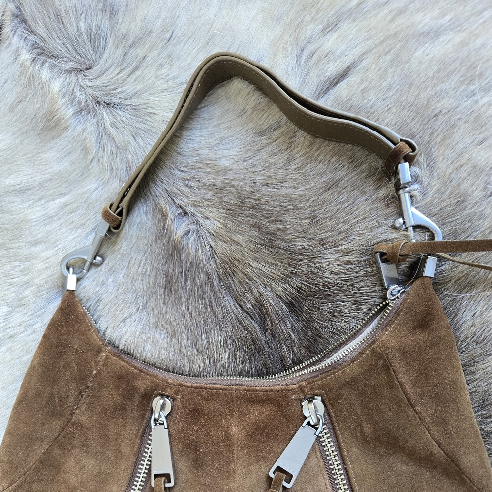 Rebecca Minkoff M.A.B. Suede Croissant Hobo Crescent Bag NWOT + Hardware Repair - Picture 11 of 16